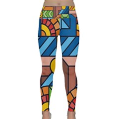 Colorful Geometric Mosaic Background Lightweight Velour Classic Yoga Leggings by Vaneshart