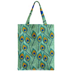 Lovely Peacock Feather Pattern With Flat Design Zipper Classic Tote Bag