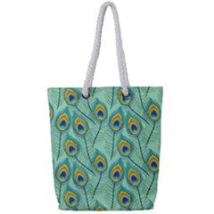 Lovely Peacock Feather Pattern With Flat Design Full Print Rope Handle Tote (small) by Vaneshart
