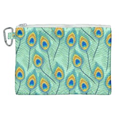 Lovely Peacock Feather Pattern With Flat Design Canvas Cosmetic Bag (xl) by Vaneshart