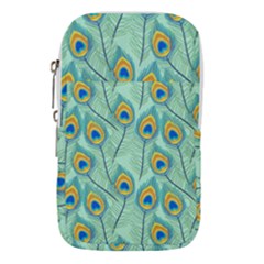 Lovely Peacock Feather Pattern With Flat Design Waist Pouch (large)