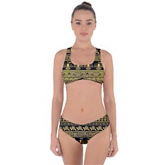 Tribal Gold Seamless Pattern With Mexican Texture Criss Cross Bikini Set by Vaneshart