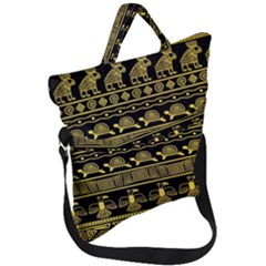 Tribal Gold Seamless Pattern With Mexican Texture Fold Over Handle Tote Bag by Vaneshart