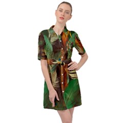 Feathers Realistic Pattern Belted Shirt Dress by Vaneshart