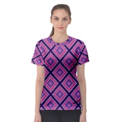 Ethnic Seamless Pattern Tribal Line Print African Mexican Indian Style Women s Sport Mesh Tee