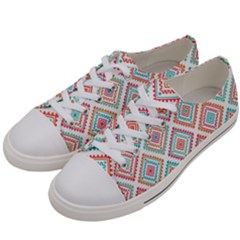 Ethnic Seamless Pattern Tribal Line Print African Mexican Indian Style Women s Low Top Canvas Sneakers by Vaneshart