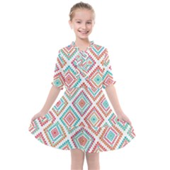 Ethnic Seamless Pattern Tribal Line Print African Mexican Indian Style Kids  All Frills Chiffon Dress by Vaneshart