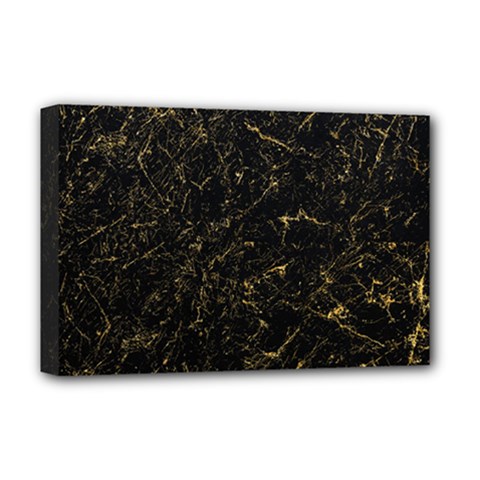 Black Marbled Surface Deluxe Canvas 18  X 12  (stretched) by Vaneshart