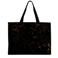 Black Marbled Surface Zipper Mini Tote Bag