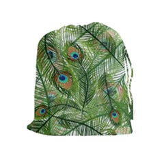 Peacock Feathers Pattern Drawstring Pouch (xl) by Vaneshart