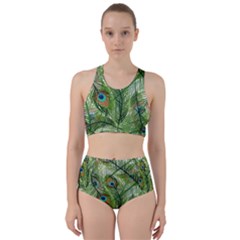 Peacock Feathers Pattern Racer Back Bikini Set by Vaneshart