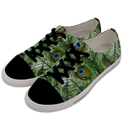 Peacock Feathers Pattern Men s Low Top Canvas Sneakers by Vaneshart