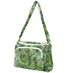 Peacock Feathers Pattern Front Pocket Crossbody Bag by Vaneshart