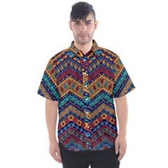 Full Color Pattern With Ethnic Ornaments Men s Short Sleeve Shirt