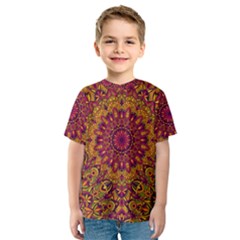 Mandala Vector Tribal Vintage Ethnic Seamless Pattern Print Kids  Sport Mesh Tee