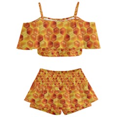 Honeycomb Kids  Off Shoulder Skirt Bikini by retrotoomoderndesigns