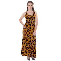 Orange Leopard Sleeveless Velour Maxi Dress by retrotoomoderndesigns