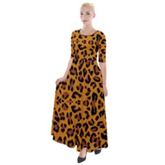 Orange Leopard Half Sleeves Maxi Dress by retrotoomoderndesigns