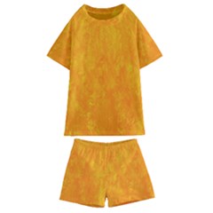 Sunshine Orange Kids  Swim Tee And Shorts Set by retrotoomoderndesigns