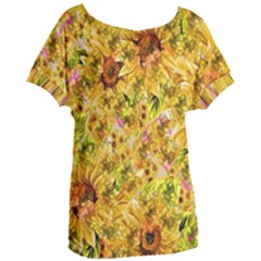 Orange Yellow Sunflowers Women s Oversized Tee by retrotoomoderndesigns