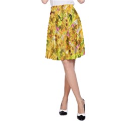 Orange Yellow Sunflowers A-line Skirt by retrotoomoderndesigns