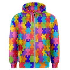 Rainbow Jigsaw Puzzle Men s Zipper Hoodie by retrotoomoderndesigns