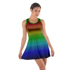 Dark Rainbow Stripes Cotton Racerback Dress by retrotoomoderndesigns