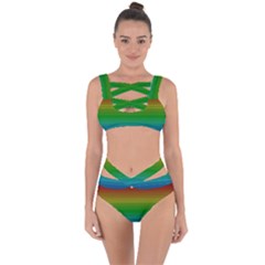 Dark Rainbow Stripes Bandaged Up Bikini Set  by retrotoomoderndesigns