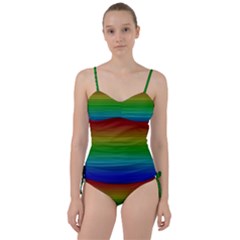 Dark Rainbow Stripes Sweetheart Tankini Set by retrotoomoderndesigns