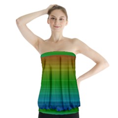 Dark Rainbow Stripes Strapless Top by retrotoomoderndesigns