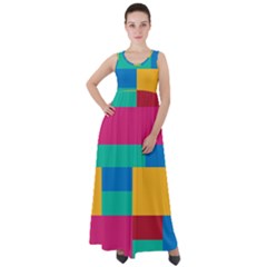 Rainbow Color Blocks Empire Waist Velour Maxi Dress