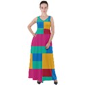 Rainbow Color Blocks Empire Waist Velour Maxi Dress View1