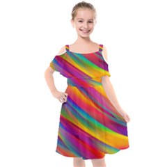 Rainbow Dreams Kids  Cut Out Shoulders Chiffon Dress by retrotoomoderndesigns