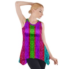 Rose Petals As A Rainbow Of Decorative Colors Side Drop Tank Tunic by pepitasart