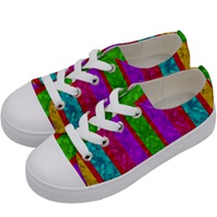 Rose Petals As A Rainbow Of Decorative Colors Kids  Low Top Canvas Sneakers by pepitasart