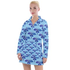 Blue Dragonfly  Women s Long Sleeve Casual Dress by VeataAtticus