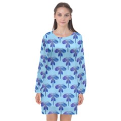 Blue Dragonfly  Long Sleeve Chiffon Shift Dress  by VeataAtticus
