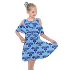 Blue Dragonfly  Kids  Shoulder Cutout Chiffon Dress by VeataAtticus