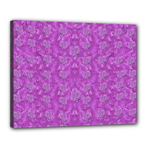 Roses And Roses A Soft  Purple Flower Bed Ornate Canvas 20  X 16  (stretched) by pepitasart