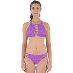 Roses And Roses A Soft  Purple Flower Bed Ornate Perfectly Cut Out Bikini Set by pepitasart