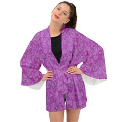 Roses And Roses A Soft  Purple Flower Bed Ornate Long Sleeve Kimono by pepitasart