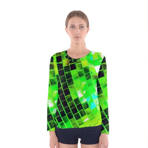 Green Disco Ball Women s Long Sleeve Tee by essentialimage