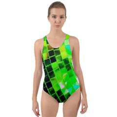 Green Disco Ball Cut-out Back One Piece Swimsuit by essentialimage