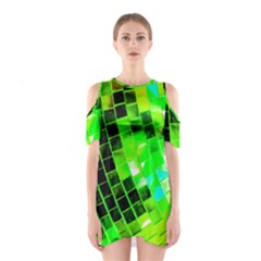 Green Disco Ball Shoulder Cutout One Piece Dress by essentialimage