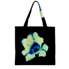 Blue And Yellow Tulip Zipper Grocery Tote Bag by okhismakingart