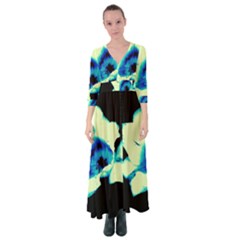 Blue And Yellow Tulip Button Up Maxi Dress by okhismakingart
