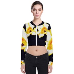 Yellow And Orange Tulip Long Sleeve Zip Up Bomber Jacket