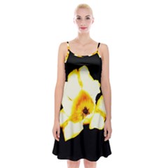 Yellow And Orange Tulip Spaghetti Strap Velvet Dress