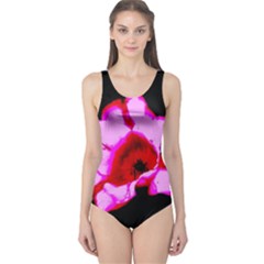 Pink And Red Tulip One Piece Swimsuit by okhismakingart