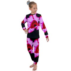 Pink And Red Tulip Kids  Long Sleeve Set  by okhismakingart